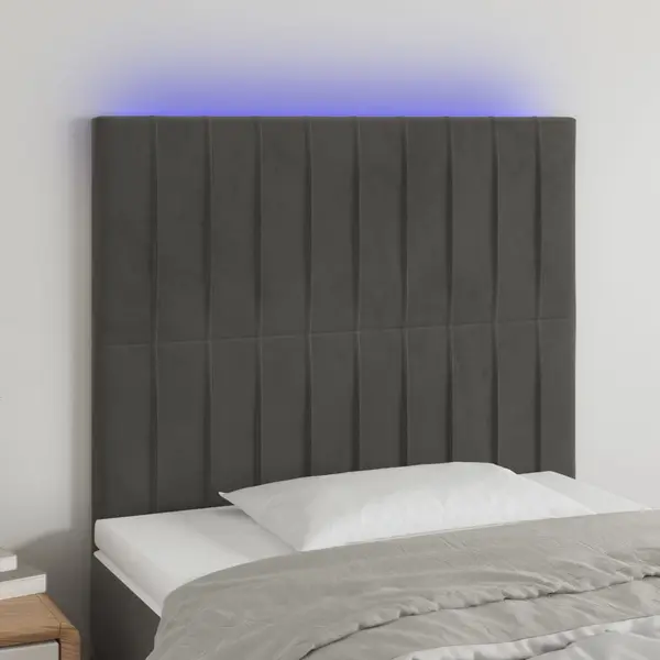 Gossi tablie de pat cu led, gri inchis, 100x5x118/128 cm, textil