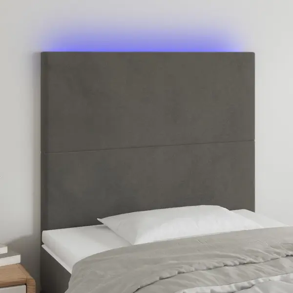 Gossi tablie de pat cu led, gri inchis, 100x5x118/128 cm, textil