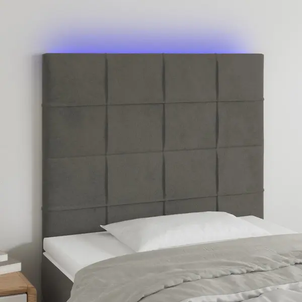 Gossi tablie de pat cu led, gri inchis, 100x5x118/128 cm, textil