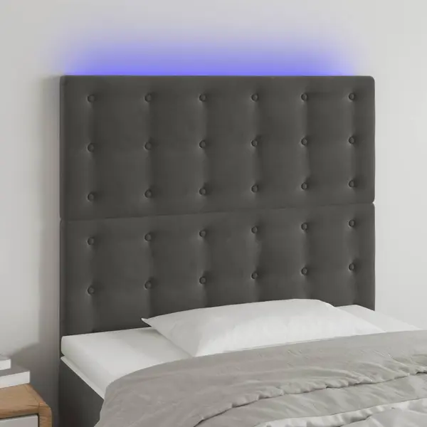 Gossi tablie de pat cu led, gri inchis, 100x5x118/128 cm, textil