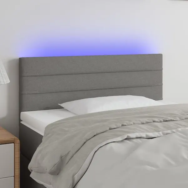 Gossi tablie de pat cu led, gri inchis, 100x5x78/88 cm, textil