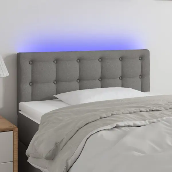Gossi tablie de pat cu led, gri inchis, 100x5x78/88 cm, textil