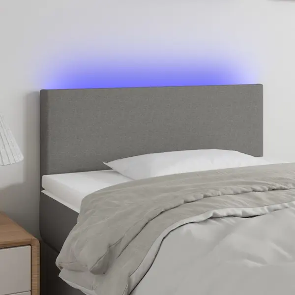 Gossi tablie de pat cu led, gri inchis, 100x5x78/88 cm, textil