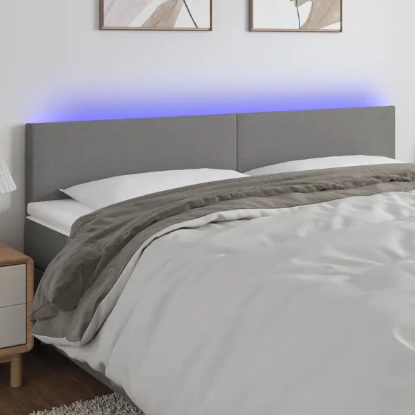 Gossi tablie de pat cu led, gri inchis, 160x5x78/88 cm, textil