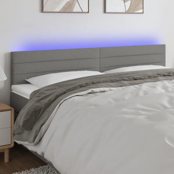 Gossi tablie de pat cu led, gri inchis, 160x5x78/88 cm, textil