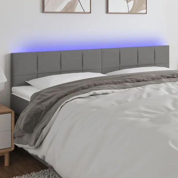 Gossi tablie de pat cu led, gri inchis, 160x5x78/88 cm, textil