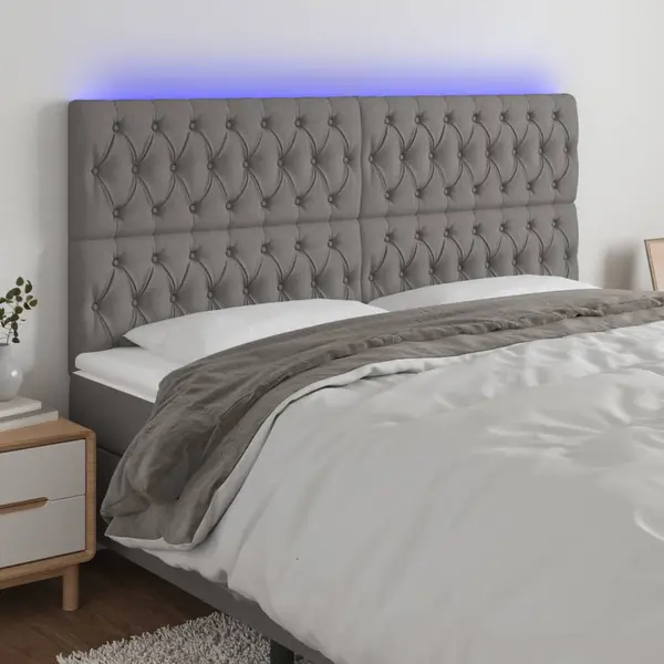 Gossi tablie de pat cu led, gri inchis, 180x7x118/128 cm, textil