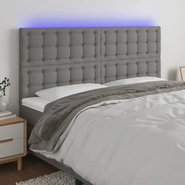 Gossi tablie de pat cu led, gri inchis, 200x5x118/128 cm, textil