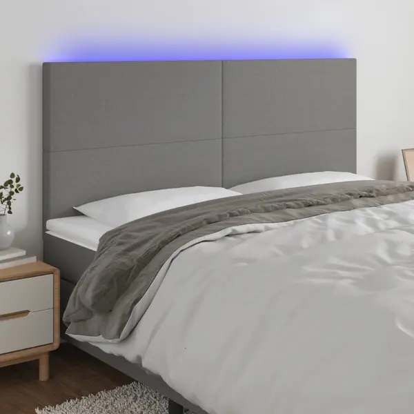 Gossi tablie de pat cu led, gri inchis, 200x5x118/128 cm, textil