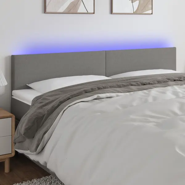 Gossi tablie de pat cu led, gri inchis, 200x5x78/88 cm, textil