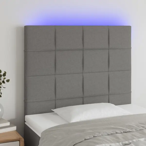 Gossi tablie de pat cu led, gri inchis, 80x5x118/128 cm, textil