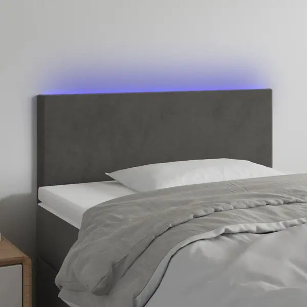 Gossi tablie de pat cu led, gri inchis, 80x5x78/88 cm, catifea