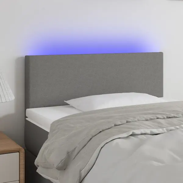 Gossi tablie de pat cu led, gri inchis, 80x5x78/88 cm, textil