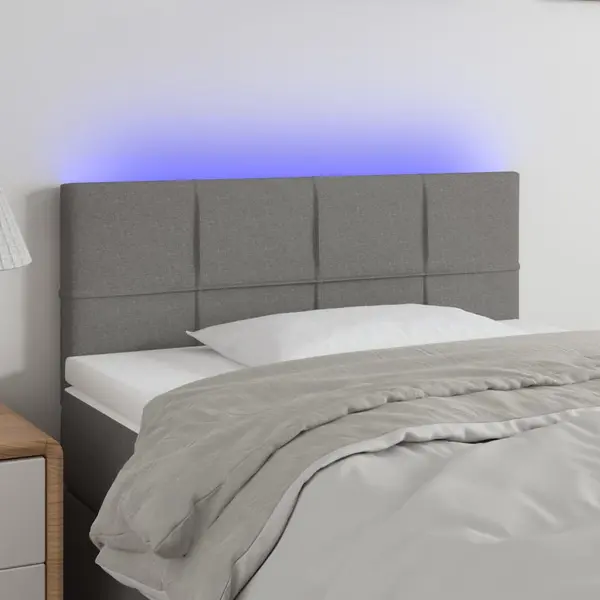 Gossi tablie de pat cu led, gri inchis, 80x5x78/88 cm, textil