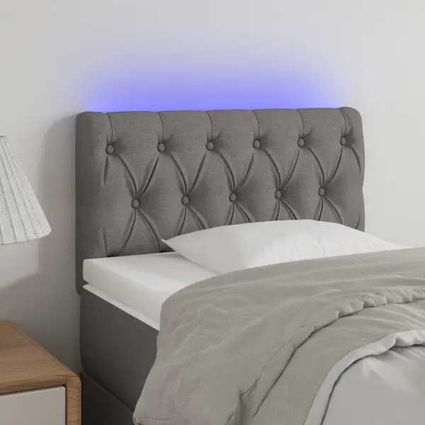 Gossi tablie de pat cu led, gri inchis, 80x7x78/88 cm, textil