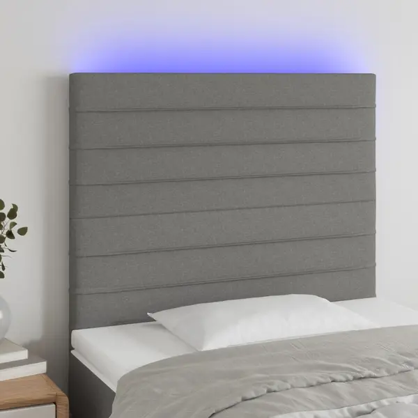 Gossi tablie de pat cu led, gri inchis, 90x5x118/128 cm, textil