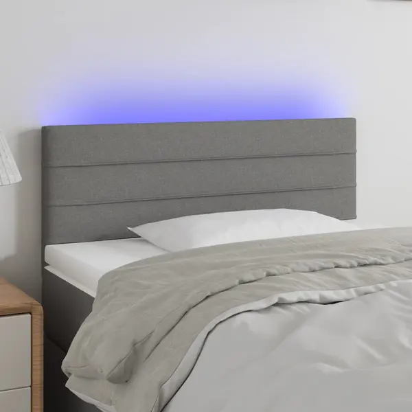 Gossi tablie de pat cu led, gri inchis, 90x5x78/88 cm, textil