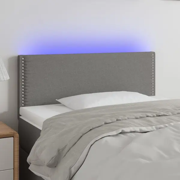 Gossi tablie de pat cu led, gri inchis, 90x5x78/88 cm, textil