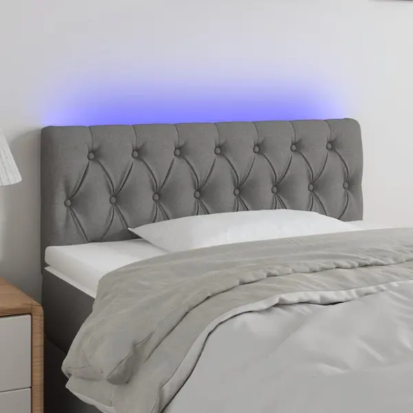 Gossi tablie de pat cu led, gri inchis, 90x7x78/88 cm, textil