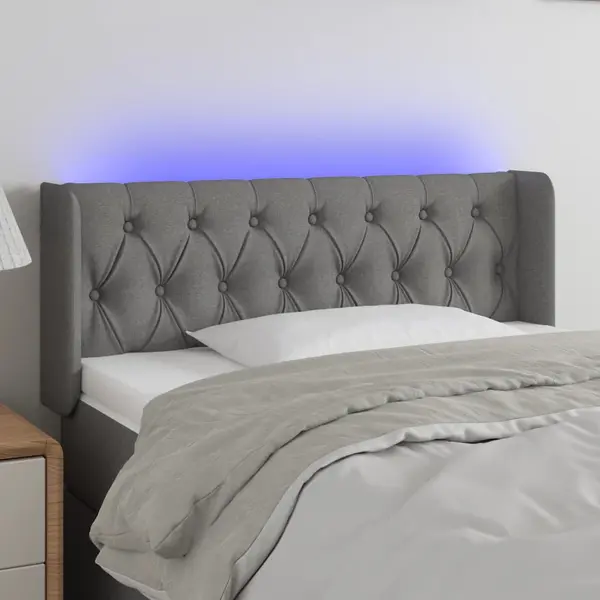 Gossi tablie de pat cu led, gri inchis, 93x16x78/88 cm, textil