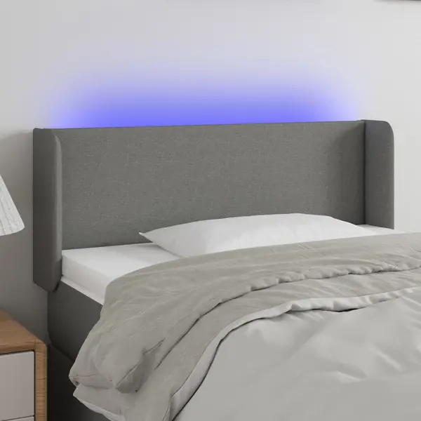 Gossi tablie de pat cu led, gri inchis, 93x16x78/88 cm, textil