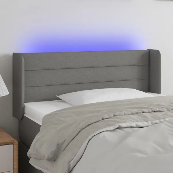 Gossi tablie de pat cu led, gri inchis, 93x16x78/88 cm, textil
