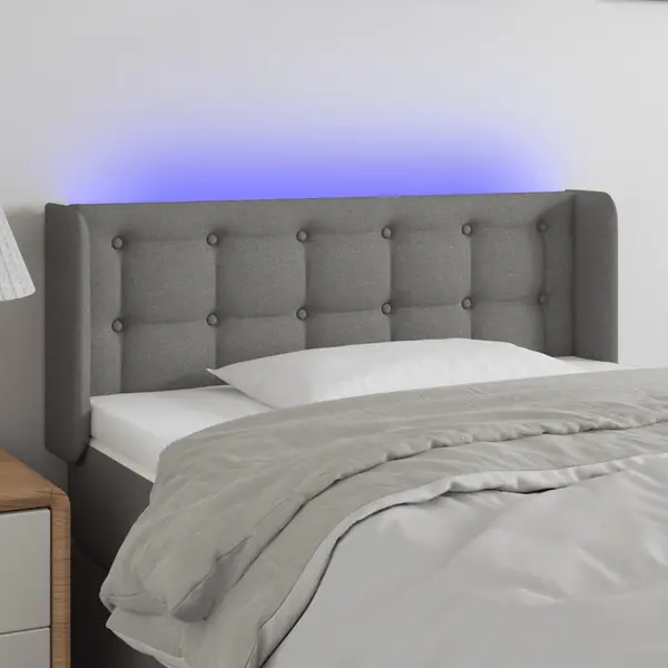 Gossi tablie de pat cu led, gri inchis, 93x16x78/88 cm, textil