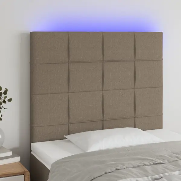 Gossi tablie de pat cu led, gri taupe, 100x5x118/128 cm, textil