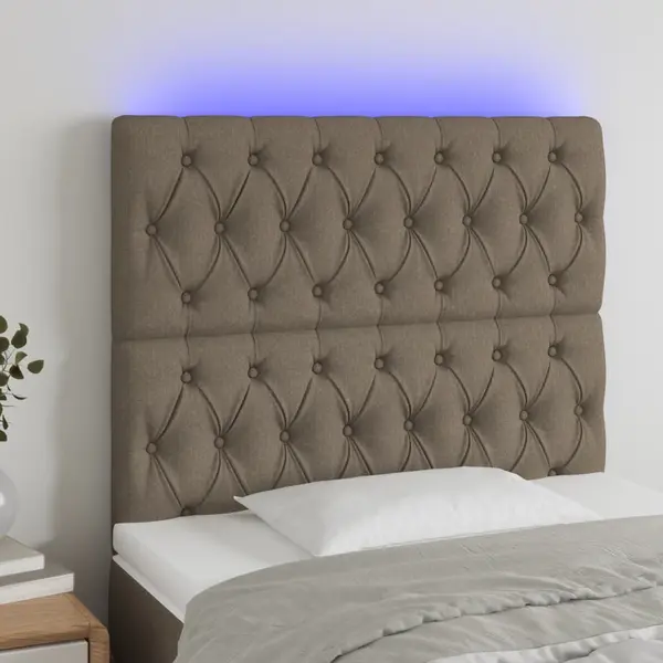 Gossi tablie de pat cu led, gri taupe, 100x7x118/128 cm, textil