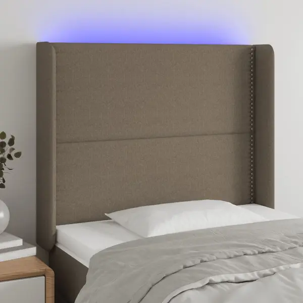 Gossi tablie de pat cu led, gri taupe, 103x16x118/128 cm, textil