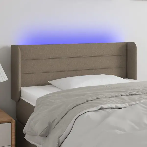 Gossi tablie de pat cu led, gri taupe, 103x16x78/88 cm, textil
