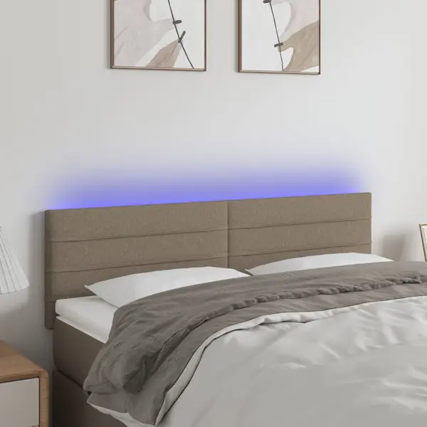 Gossi tablie de pat cu led, gri taupe, 144x5x78/88 cm, textil
