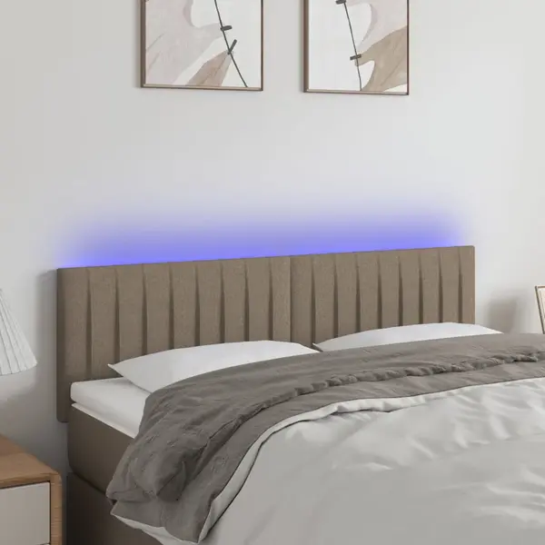 Gossi tablie de pat cu led, gri taupe, 144x5x78/88 cm, textil