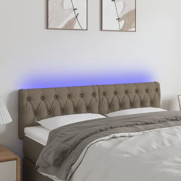 Gossi tablie de pat cu led, gri taupe, 144x7x78/88 cm, textil