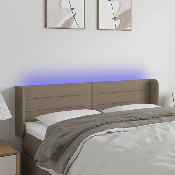 Gossi tablie de pat cu led, gri taupe, 147x16x78/88 cm, textil