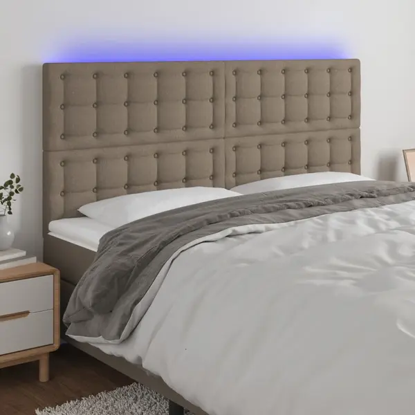 Gossi tablie de pat cu led, gri taupe, 160x5x118/128 cm, textil