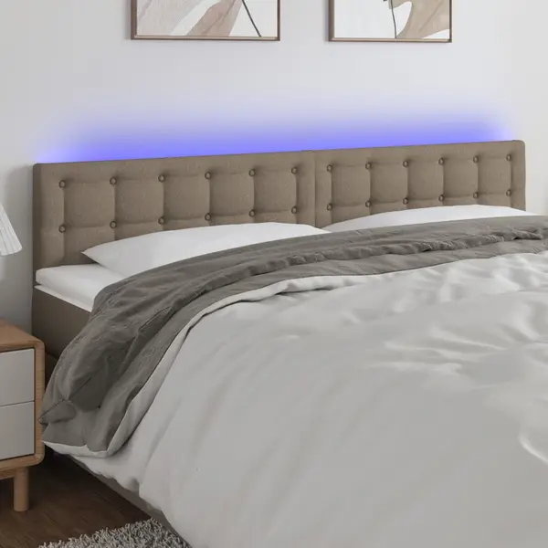 Gossi tablie de pat cu led, gri taupe, 160x5x78/88 cm, textil