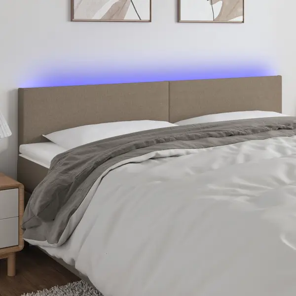 Gossi tablie de pat cu led, gri taupe, 180x5x78/88 cm, textil