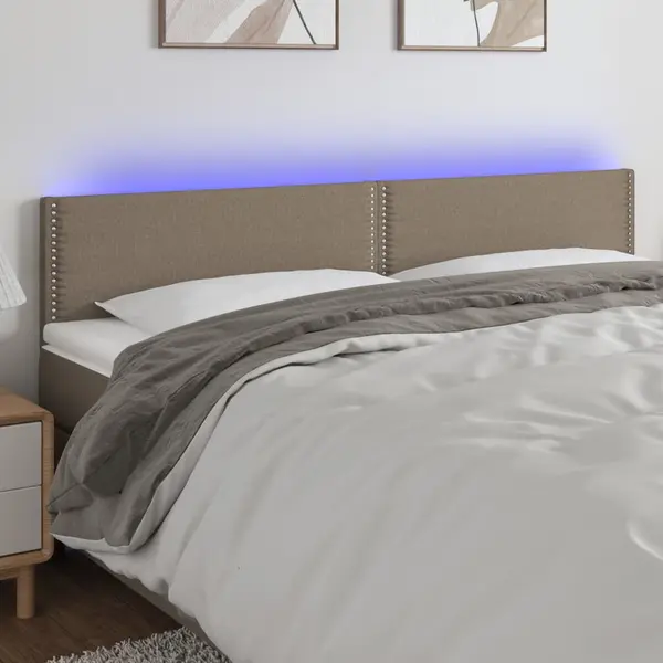 Gossi tablie de pat cu led, gri taupe, 180x5x78/88 cm, textil