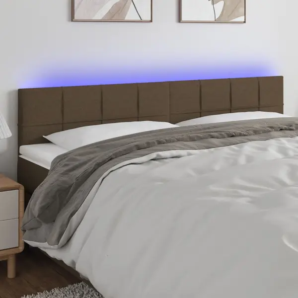 Gossi tablie de pat cu led, gri taupe, 180x5x78/88 cm, textil
