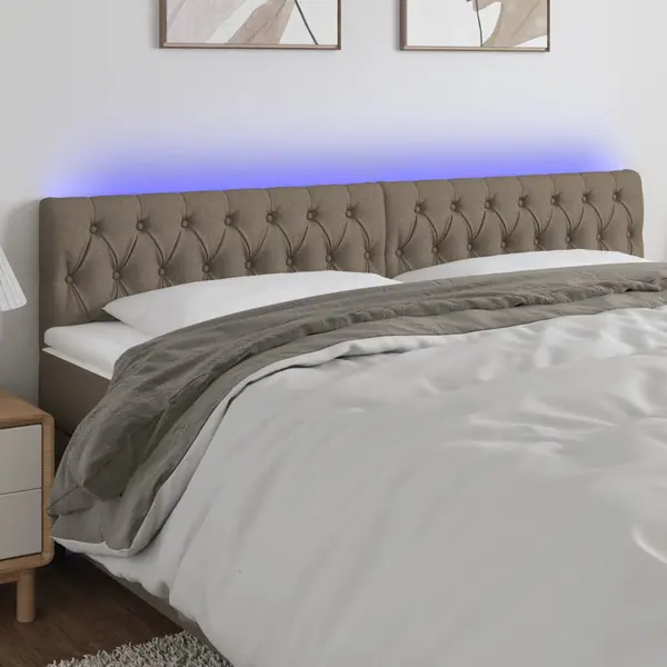Gossi tablie de pat cu led, gri taupe, 180x7x78/88 cm, textil