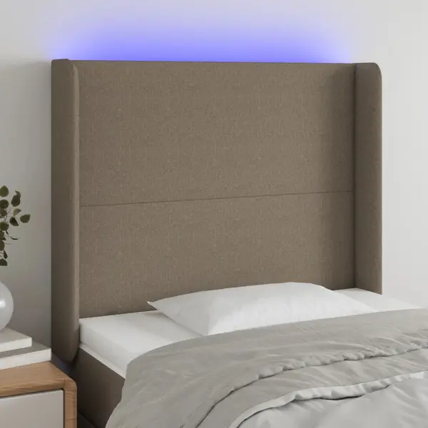 Gossi tablie de pat cu led, gri taupe, 83x16x118/128 cm, textil