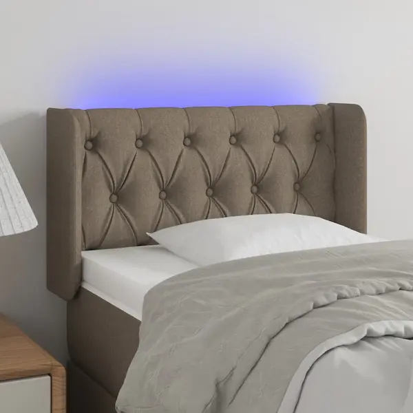 Gossi tablie de pat cu led, gri taupe, 83x16x78/88 cm, textil