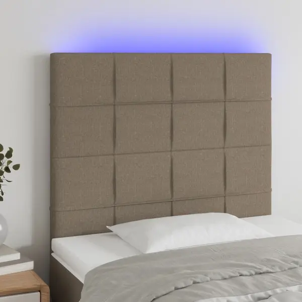 Gossi tablie de pat cu led, gri taupe, 90x5x118/128 cm, textil