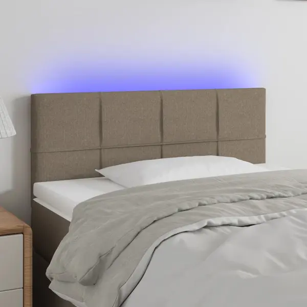 Gossi tablie de pat cu led, gri taupe, 90x5x78/88 cm, textil