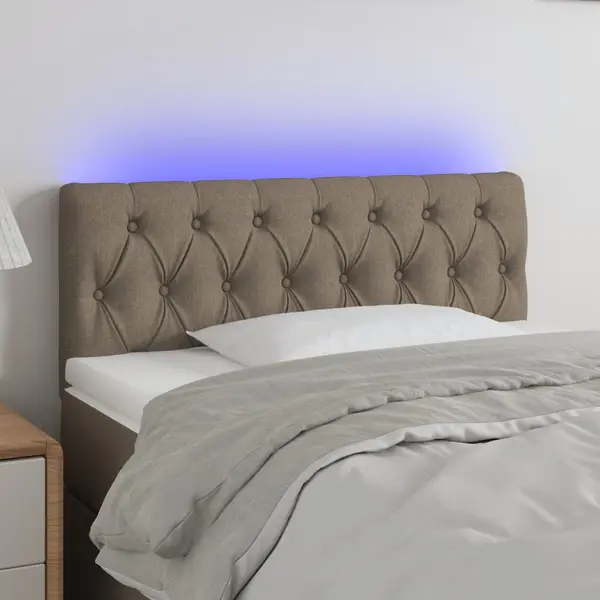 Gossi tablie de pat cu led, gri taupe, 90x7x78/88 cm, textil