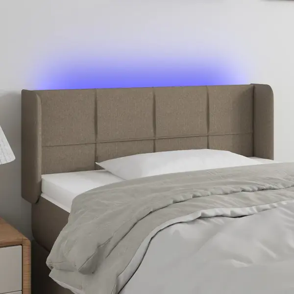 Gossi tablie de pat cu led, gri taupe, 93x16x78/88 cm, textil