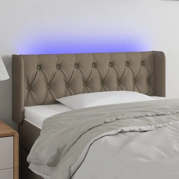 Gossi tablie de pat cu led, gri taupe, 93x16x78/88 cm, textil