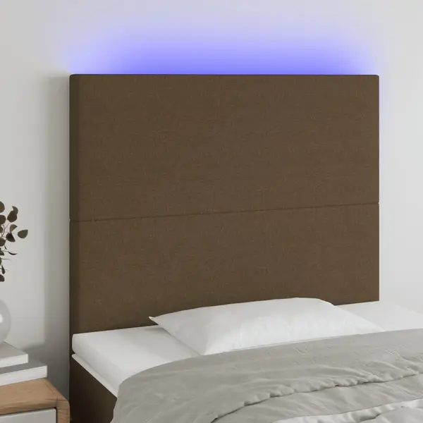 Gossi tablie de pat cu led, maro inchis, 100x5x118/128 cm, textil