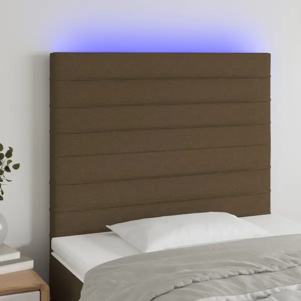 Gossi tablie de pat cu led, maro inchis, 100x5x118/128 cm, textil
